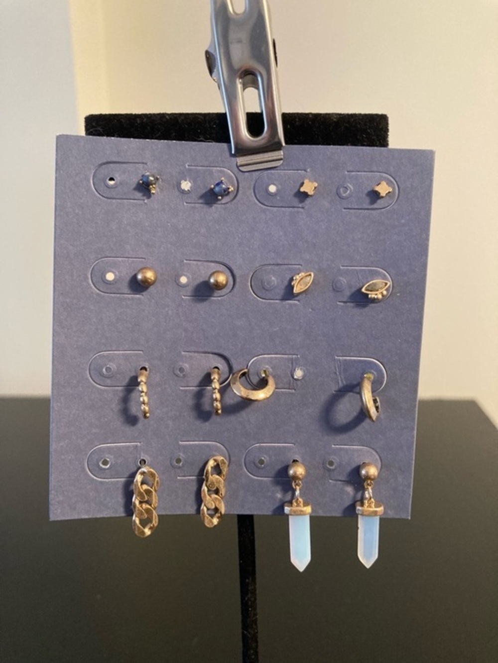 Gold-Tone Mixed Earring Set with Opalite Dangles